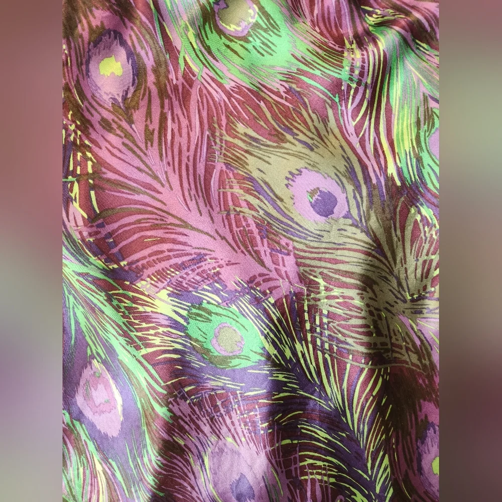 Banana Republic Women's Cap Sleeve Blouse Top Peacock Print Size XS - Picture 5 of 5